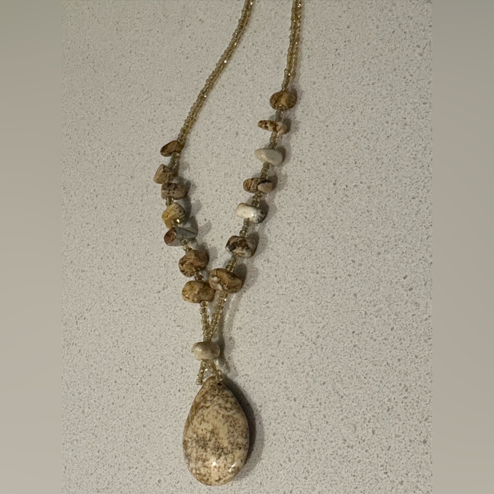 Lovely earthy tone stone and glass beaded necklace